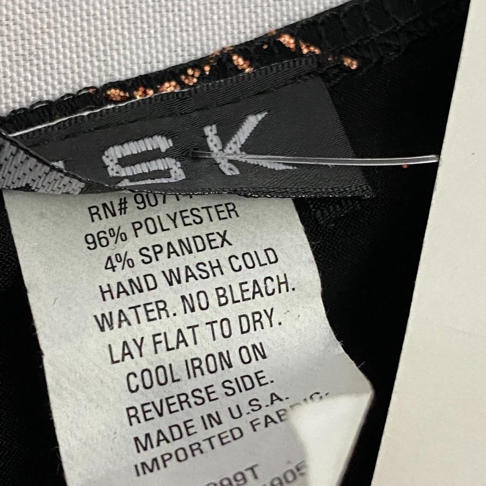 MSK Black Rose Gold Glitter Floral Wrap Top L - Picture 12 of 13